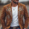 Men's Classic Vintage  Western Style Slim Fit Embroidered Suede Blazer 58021558K sold by Manly