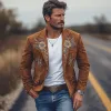 Men's Classic Vintage  Western Style Slim Fit Embroidered Suede Blazer 58021558K sold by Manly