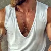 Men's Casual Cotton Deep V Neck Slim Tank Top 26441404M sold by Manly