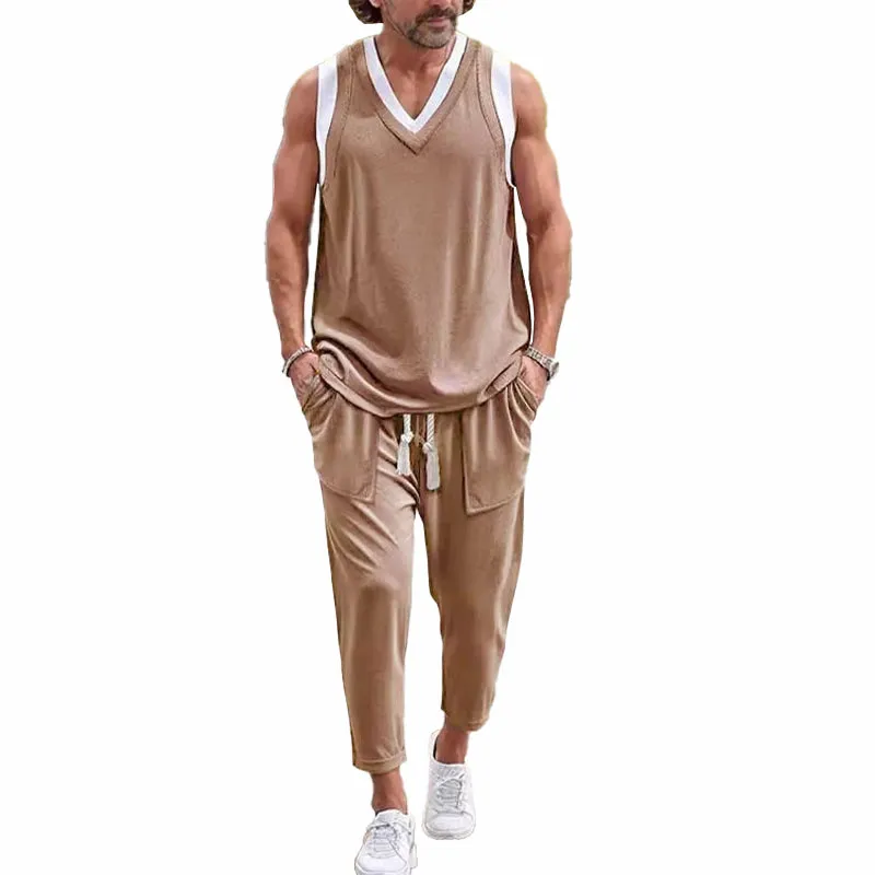 Men's Contrasting Color Vest and Trousers Two-piece Set 62776636X sold by Manly product image thumbnail 2