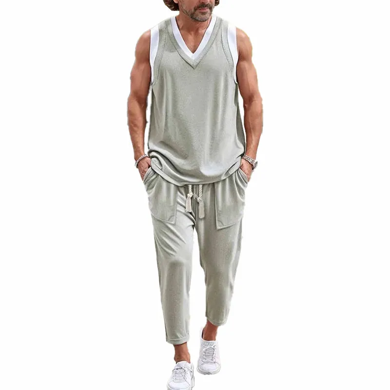 Men's Contrasting Color Vest and Trousers Two-piece Set 62776636X sold by Manly product image thumbnail 3