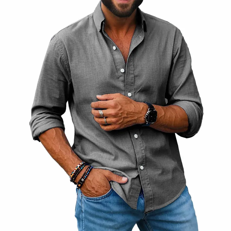 Men's Solid Cotton Long-sleeved Shirt 13506145X sold by Manly