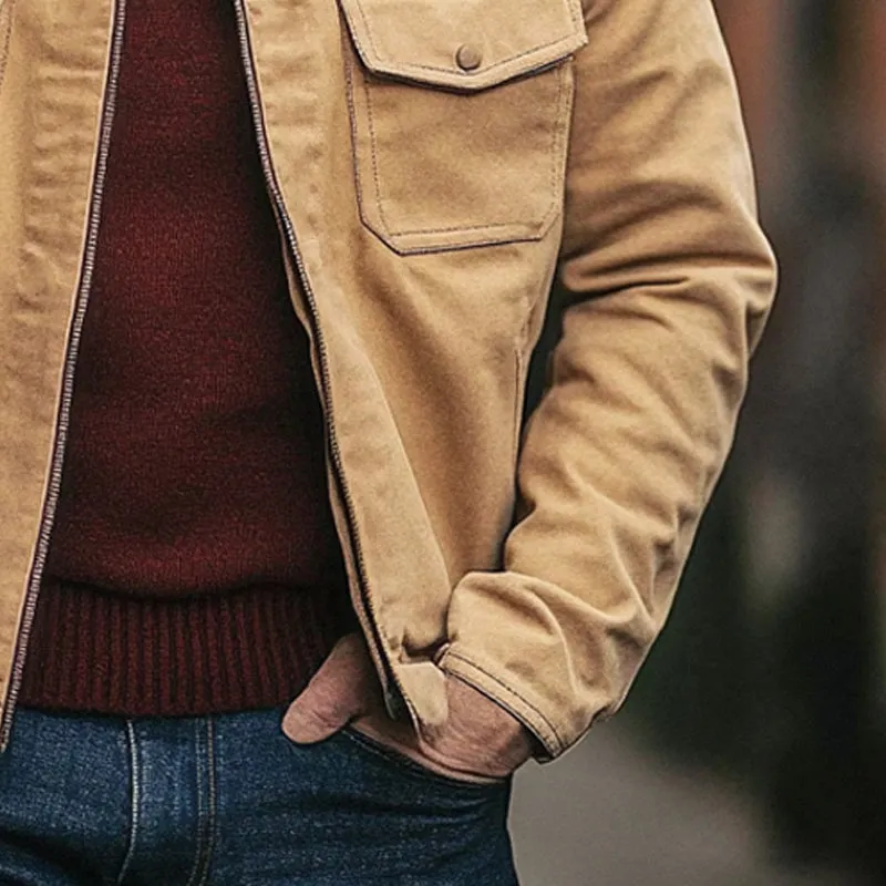 Men's Canvas Lapel Zip-Up Jacket 57336100X sold by Manly product image thumbnail 3