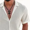 Men's Casual Lapel Pullover Short Sleeve Shirt 06729413X sold by Manly