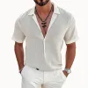 Men's Casual Lapel Pullover Short Sleeve Shirt 06729413X sold by Manly