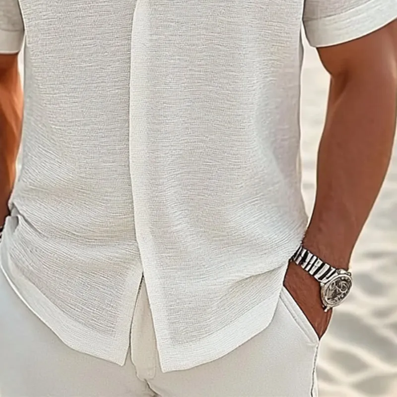 Men's Solid Color Lapel Short Sleeve Shirt 95757106X sold by Manly product image thumbnail 3