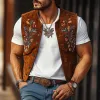 Men's Classic Retro Western Cowboy Style Embroidered Casual Suede Vest 17190584K sold by Manly