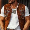 Men's Classic Retro Western Cowboy Style Embroidered Casual Suede Vest 17190584K sold by Manly