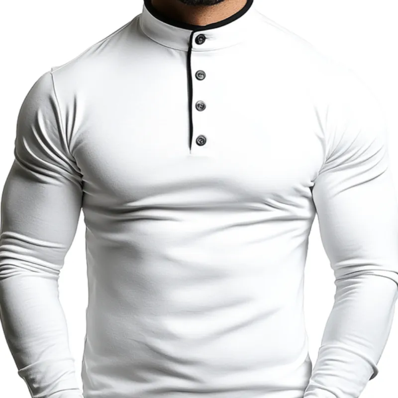 Men's Vintage Casual Henley Collar Cotton Blend Long Sleeve T-Shirt 56126950F sold by Manly product image thumbnail 3