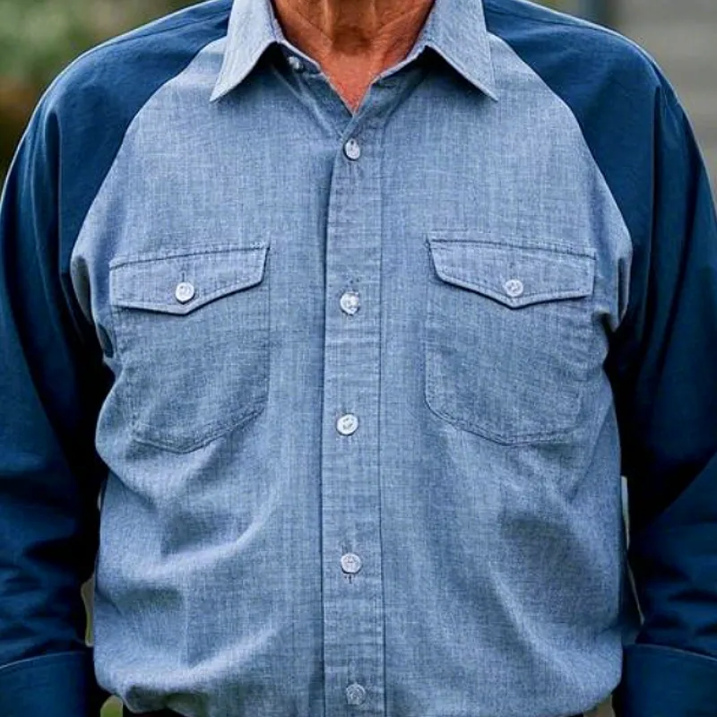 Men's Vintage Casual Lapel Cotton Blend Long Sleeve Shirt 38041869F sold by Manly product image thumbnail 3