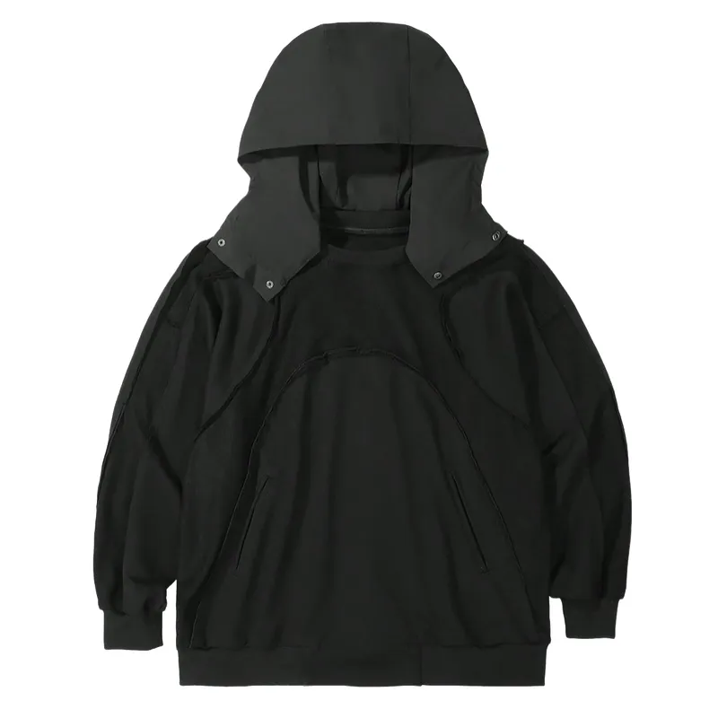 Men's Casual Trend Cotton Blended Patchwork Long Sleeve Hoodie 01019909F sold by Manly product image thumbnail 3