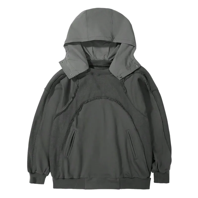 Men's Casual Trend Cotton Blended Patchwork Long Sleeve Hoodie 01019909F sold by Manly product image thumbnail 2