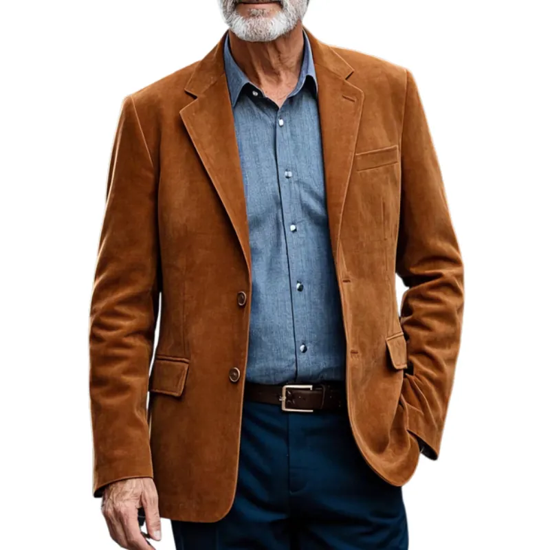 Men's Casual Suede Lapel Single Breasted Blazer 10426574F sold by Manly