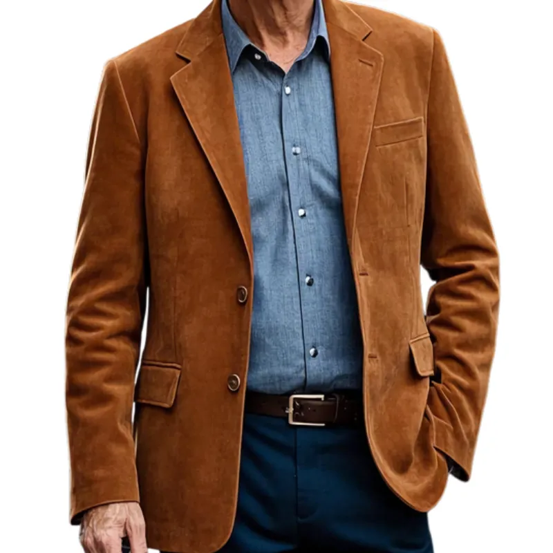 Men's Casual Suede Lapel Single Breasted Blazer 10426574F sold by Manly product image thumbnail 3