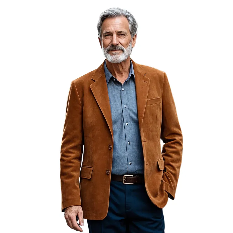 Men's Casual Suede Lapel Single Breasted Blazer 10426574F sold by Manly product image thumbnail 2