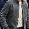 Men's Casual Suede Stand Collar Zip-up Slim Jacket 15558630F sold by Manly