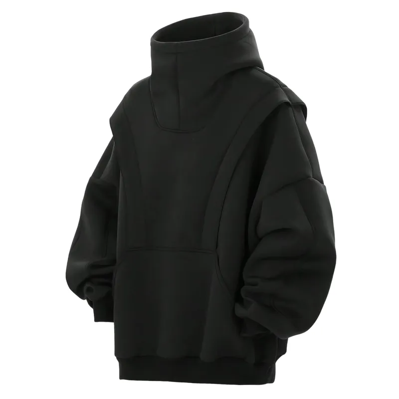 Men's Casual Trendy Cotton Blend Fake Two-piece Long-sleeved Hoodie 16569832F sold by Manly