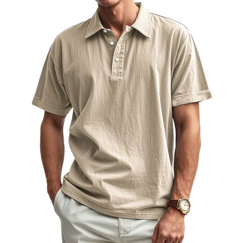 Men's Retro Casual Distressed Lapel Short Sleeve T-Shirt 01576537TO sold by Manly