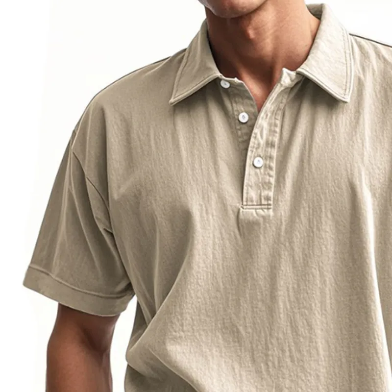 Men's Retro Casual Distressed Lapel Short Sleeve T-Shirt 01576537TO sold by Manly product image thumbnail 2