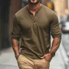 Men's Vintage Casual Pocket Henley Neck Long Sleeve T-Shirt 37403472TO sold by Manly
