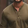 Men's Vintage Casual Pocket Henley Neck Long Sleeve T-Shirt 37403472TO sold by Manly