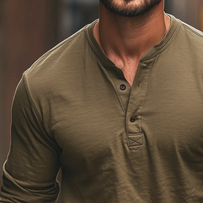 Men's Vintage Casual Pocket Henley Neck Long Sleeve T-Shirt 37403472TO sold by Manly product image thumbnail 3