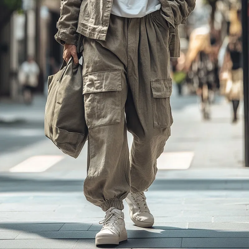 Men's Vintage Casual Cotton and Linen Pocket Pants 31846126TO sold by Manly product image thumbnail 2