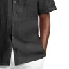 Men's Retro Casual Linen Pocket Lapel Short Sleeve Shirt 26019252TO sold by Manly