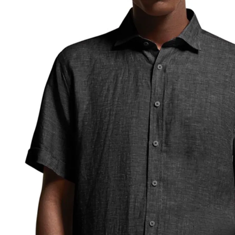 Men's Retro Casual Linen Pocket Lapel Short Sleeve Shirt 26019252TO sold by Manly product image thumbnail 2