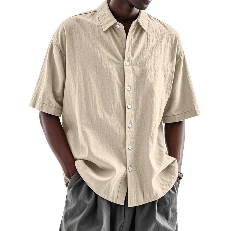 Men's Retro Casual Distressed Lapel Short Sleeve Shirt 58712830TO sold by Manly