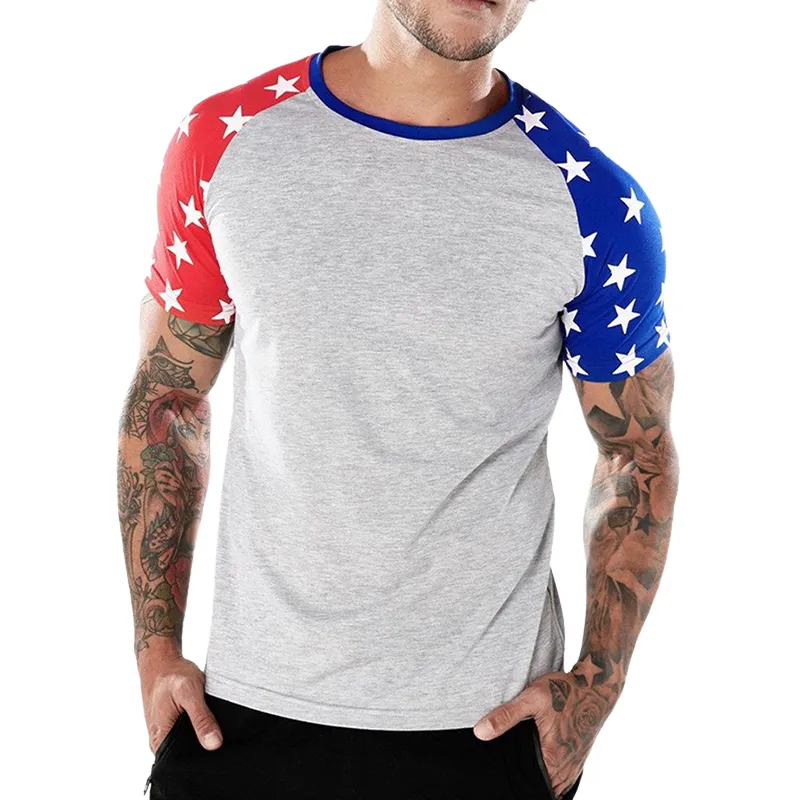 Men's Vintage Casual American Flag Round Neck Short Sleeve T-Shirt 83201079TO sold by Manly