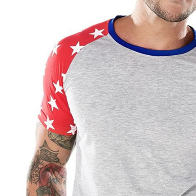 Men's Vintage Casual American Flag Round Neck Short Sleeve T-Shirt 83201079TO sold by Manly product image thumbnail 2