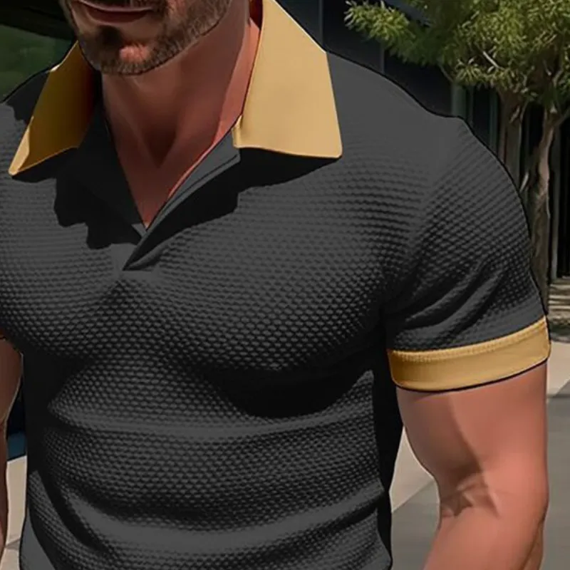 Men's Retro Casual Colorblock Short-sleeved Polo Shirt 19569212TO sold by Manly product image thumbnail 3