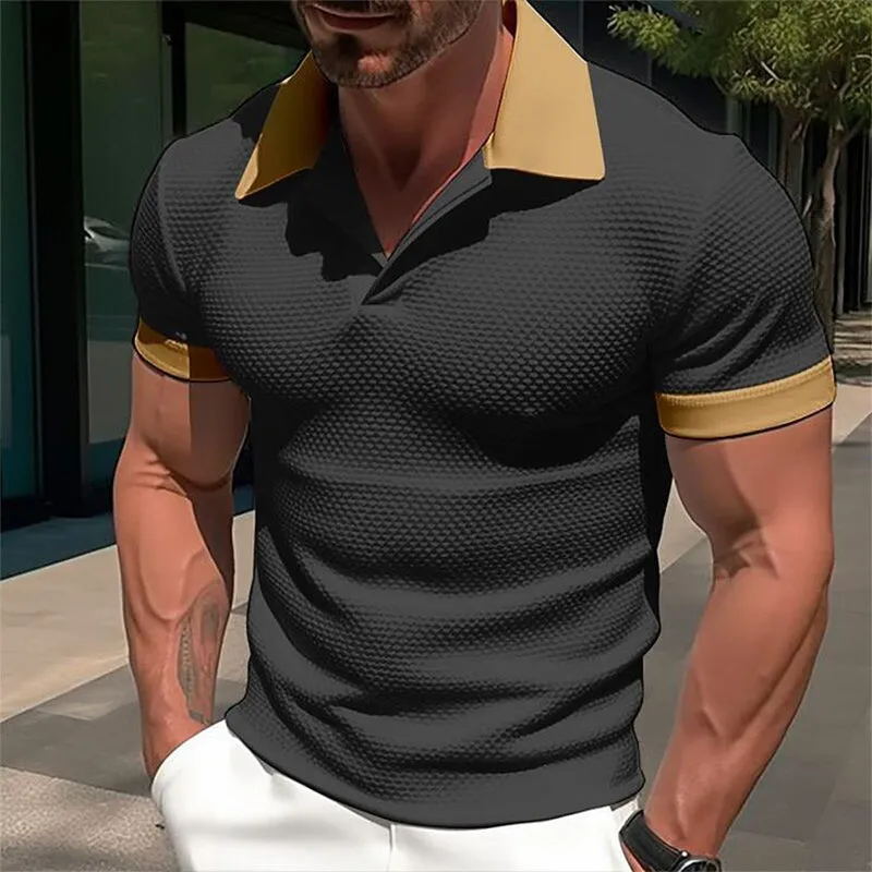 Men's Retro Casual Colorblock Short-sleeved Polo Shirt 19569212TO sold by Manly product image thumbnail 2
