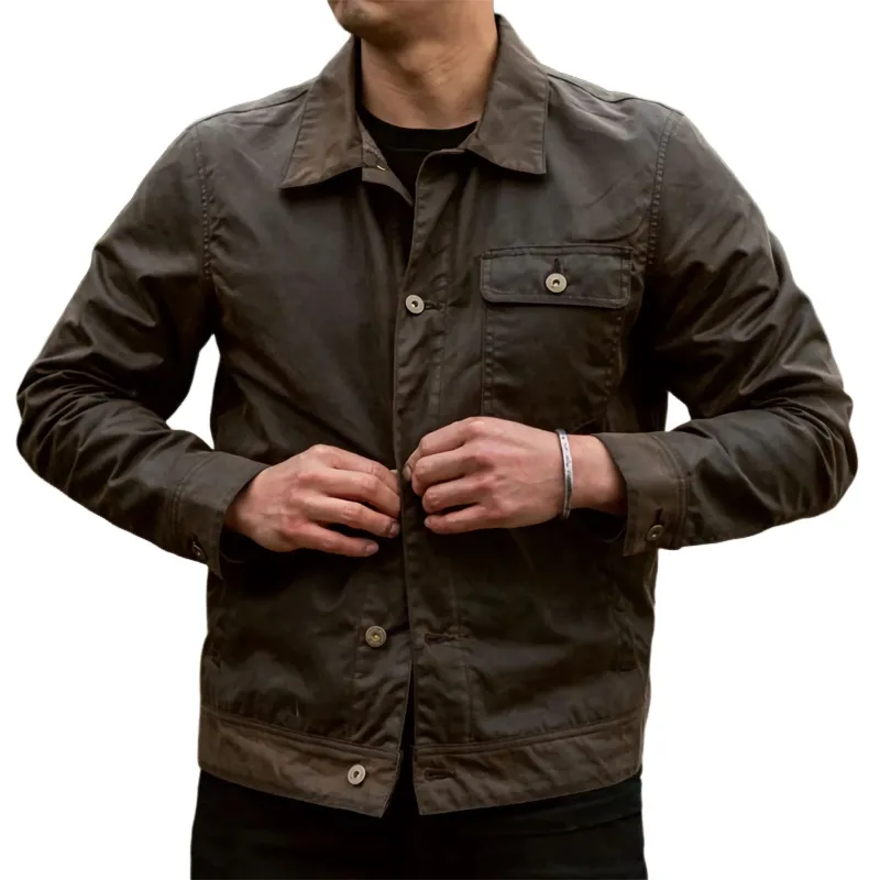 Men's Vintage Coffee Button Leather Jacket 70538105U sold by Manly