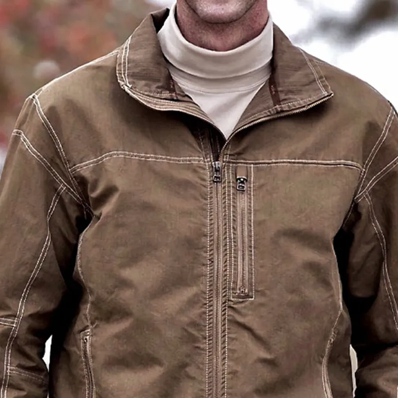 Men's Vintage Brown Cotton Zip-Up Jacket 82498223U sold by Manly product image thumbnail 3