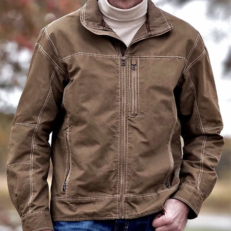 Men's Vintage Brown Cotton Zip-Up Jacket 82498223U sold by Manly product image thumbnail 2