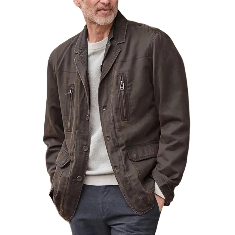 Men's Vintage Coffee Washed Denim Button Jacket 34972426U sold by Manly