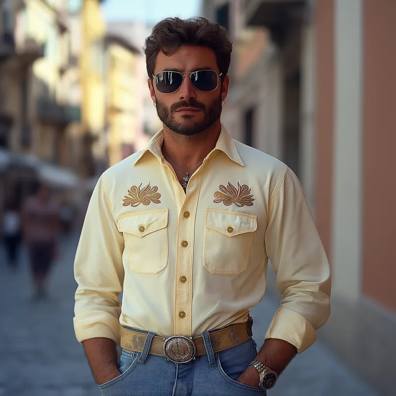 Men's Vintage Casual Cotton and Linen Blend Embroidered Lapel Long-sleeved Shirt 41476628F sold by Manly product image thumbnail 2