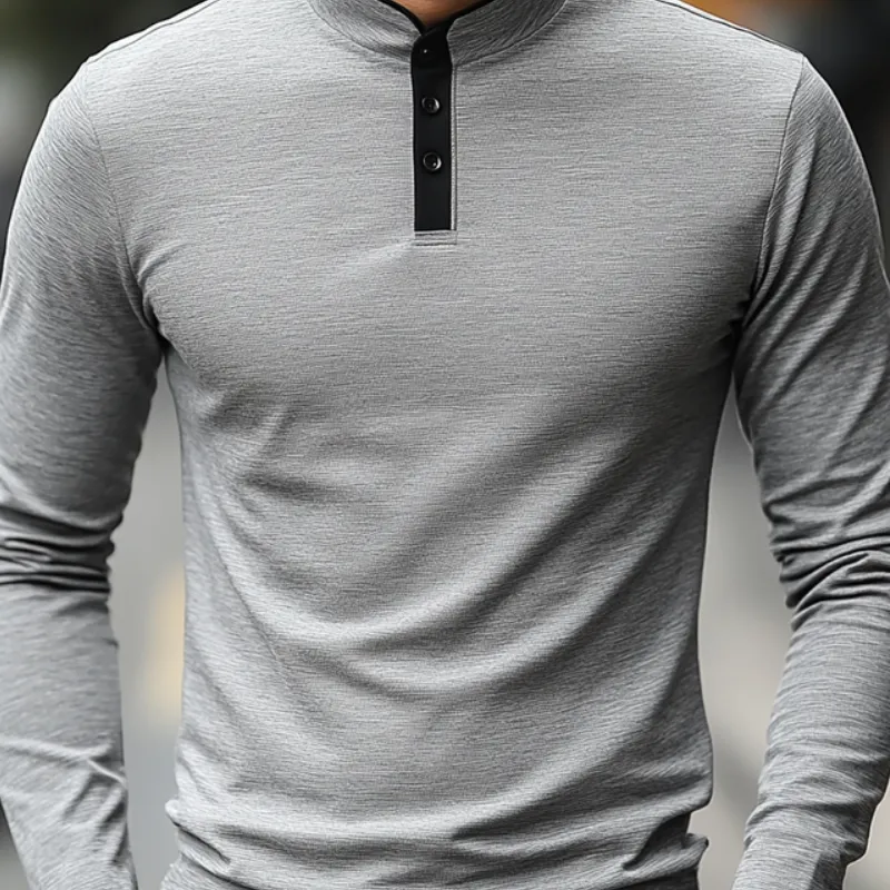 Men's Casual Comfort Henley Collar Cotton Blend Long Sleeve T-Shirt 19078842F sold by Manly product image thumbnail 3