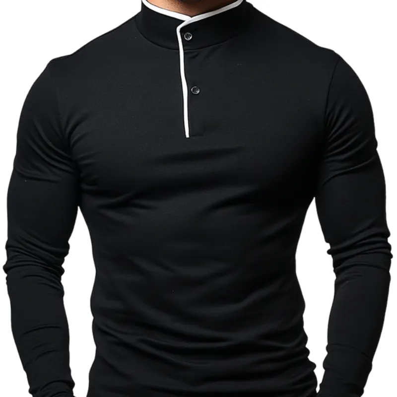 Men's Casual Comfort Henley Collar Cotton Blend Long Sleeve T-Shirt 38521049F sold by Manly product image thumbnail 2