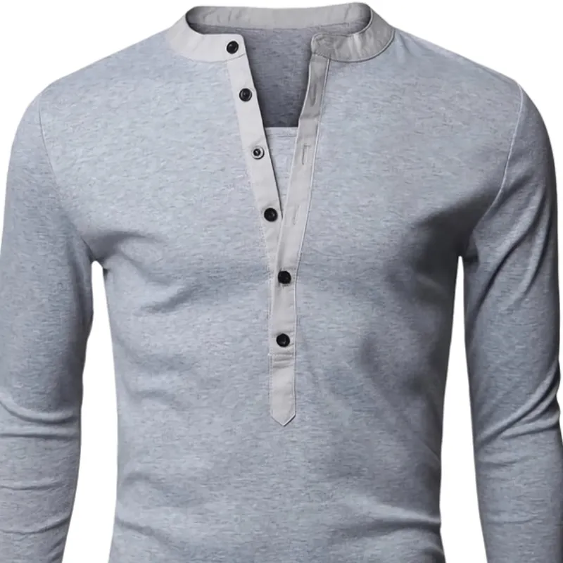 Men's Casual Comfort Henley Collar Cotton Blend Long Sleeve T-Shirt 61910534F sold by Manly product image thumbnail 3