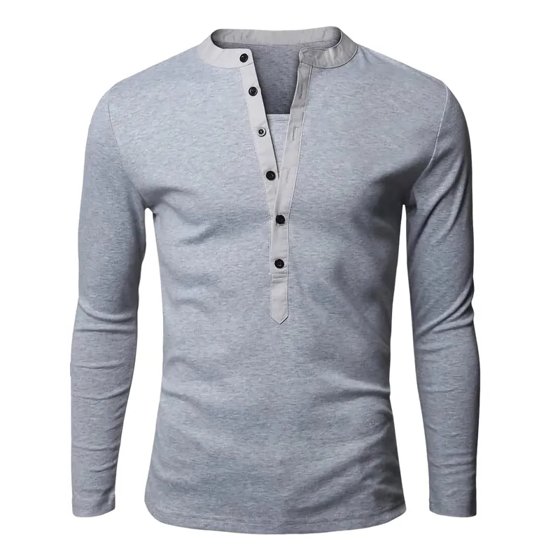 Men's Casual Comfort Henley Collar Cotton Blend Long Sleeve T-Shirt 61910534F sold by Manly