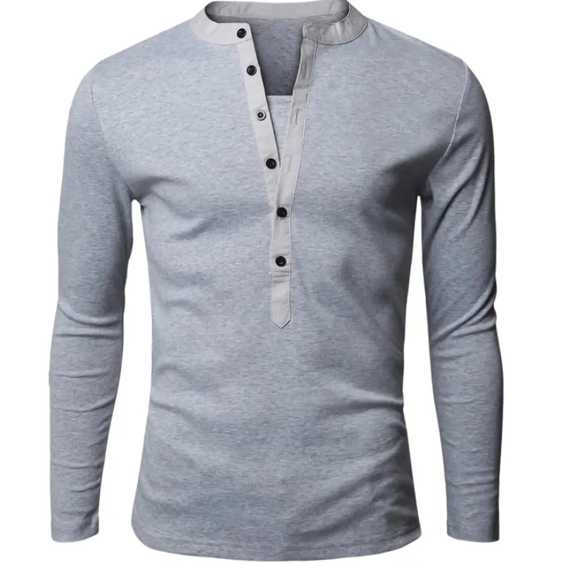 Men's Casual Comfort Henley Collar Cotton Blend Long Sleeve T-Shirt 61910534F sold by Manly product image thumbnail 2