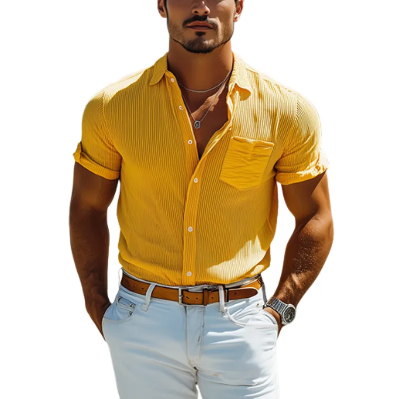 Men's Fashion Casual Comfortable Slim Fit Short-sleeved Shirt 47105332K sold by Manly