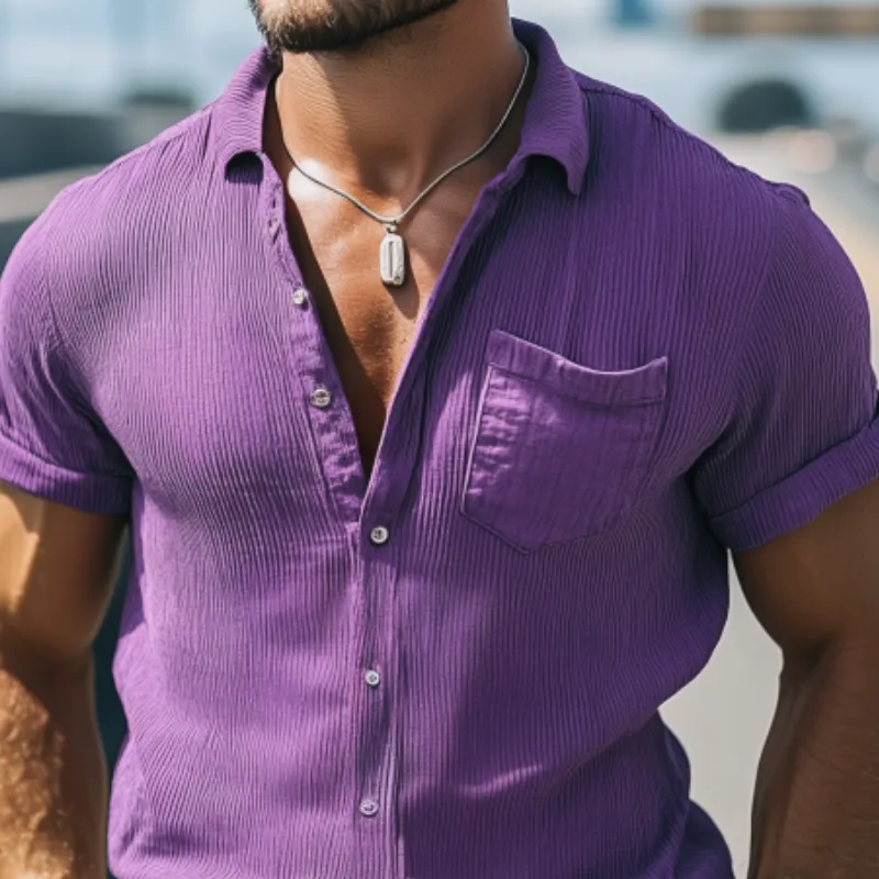 Men's Fashion Casual Spring and Summer Slim Fit Short-sleeved Shirt 77582372K sold by Manly product image thumbnail 4