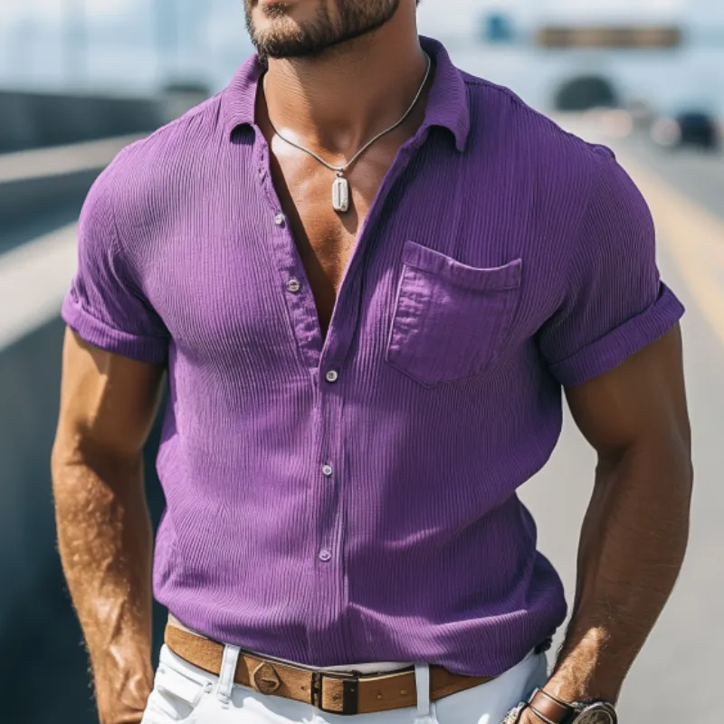 Men's Fashion Casual Spring and Summer Slim Fit Short-sleeved Shirt 77582372K sold by Manly product image thumbnail 3
