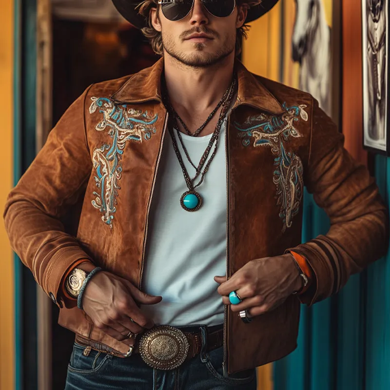 Men's Vintage Western Suede Embroidered Jacket 74837540U sold by Manly product image thumbnail 2