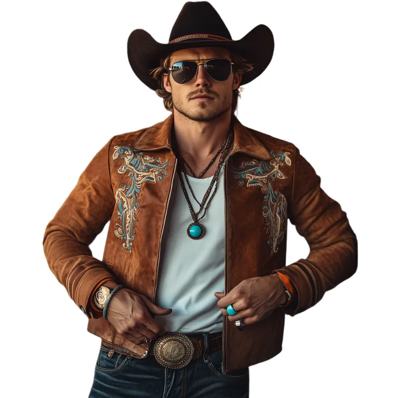 Men's Vintage Western Suede Embroidered Jacket 74837540U sold by Manly product image thumbnail 3