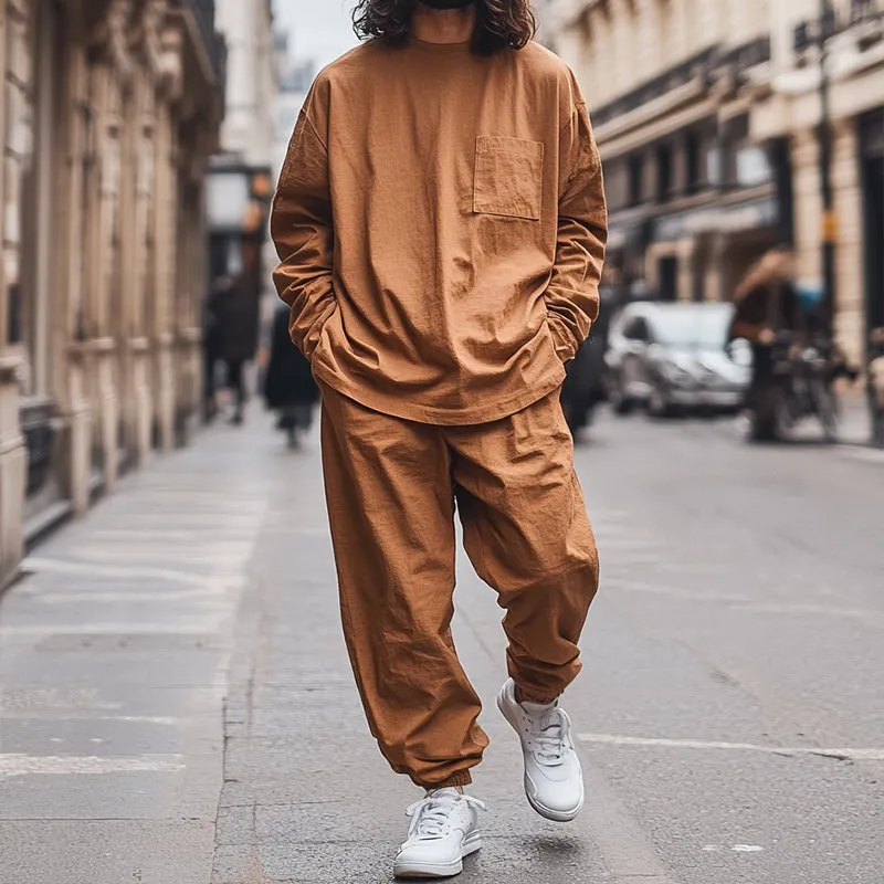 Men's Retro Casual Cotton Round Neck Long Sleeve T-Shirt Two-Piece Set 50521000TO sold by Manly product image thumbnail 2